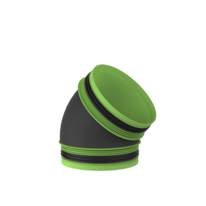 Aansluitstuk DUCO | M160-M160 | 45° | Geïsol | Rubber