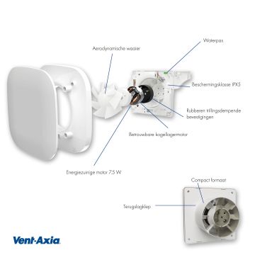 Badkamerventilator Vent-Axia Supra Design 100 HT | Timer+Voc