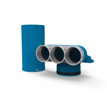 Ventielcollector Vent-Axia | 3xØ69-Ø125x250mm | 90° | Lang